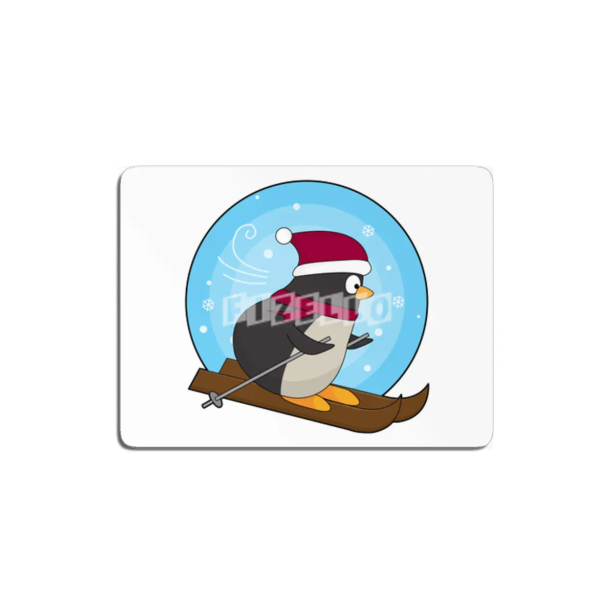 Penguin as Skier with Skis MDF Tablo