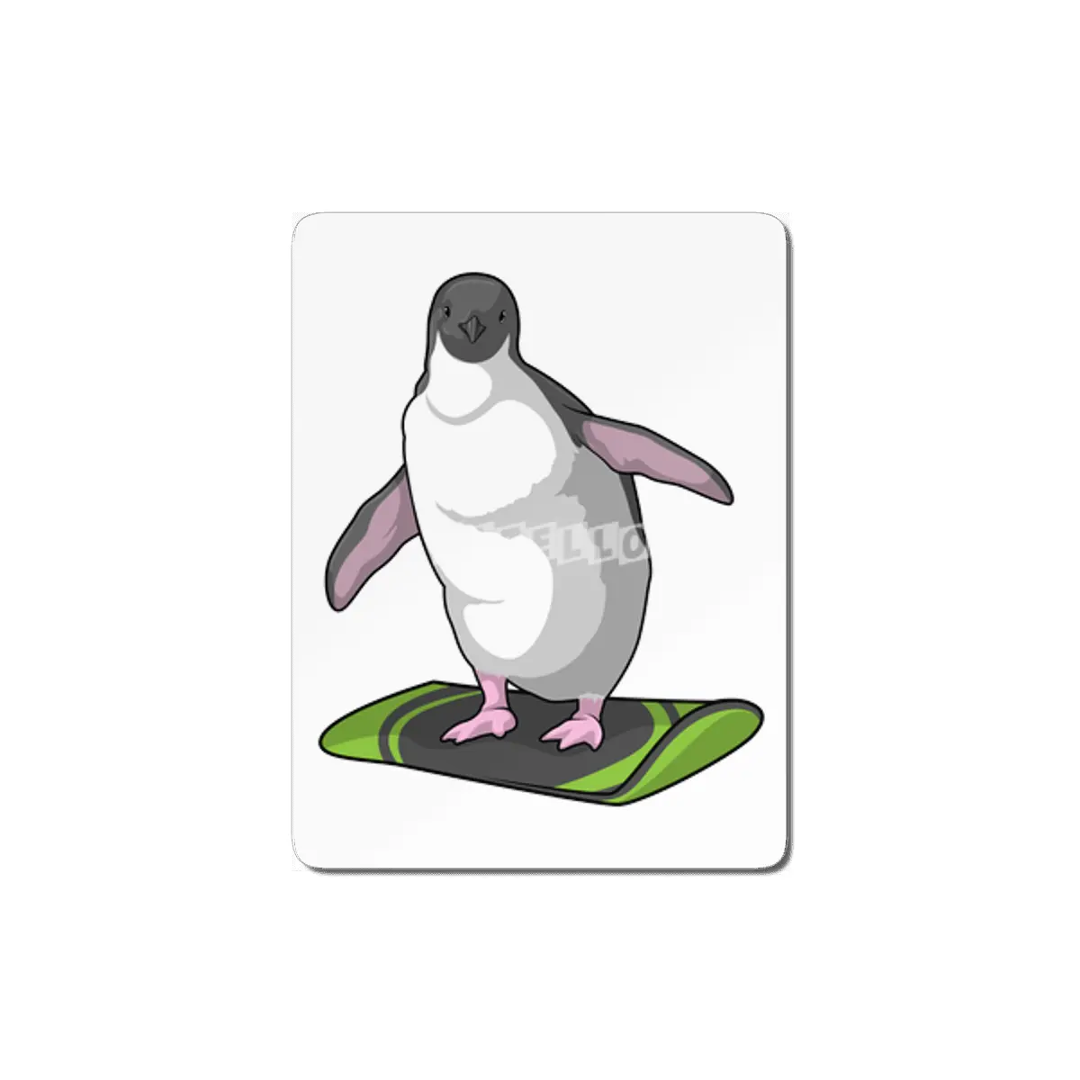 Penguin as Snowboarder with Snowboard MDF Tablo