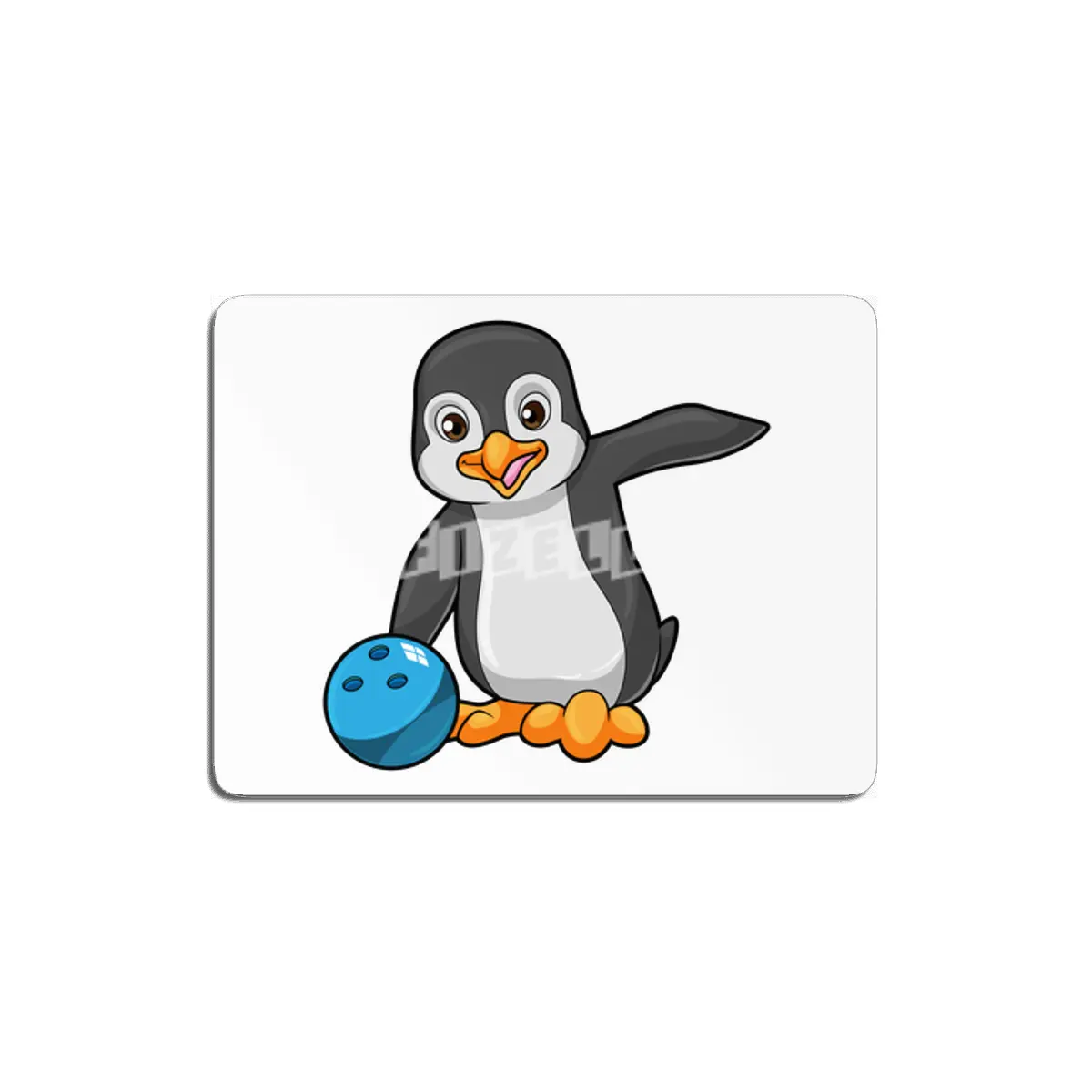 Penguin at Bowling with Bowling ball MDF Tablo