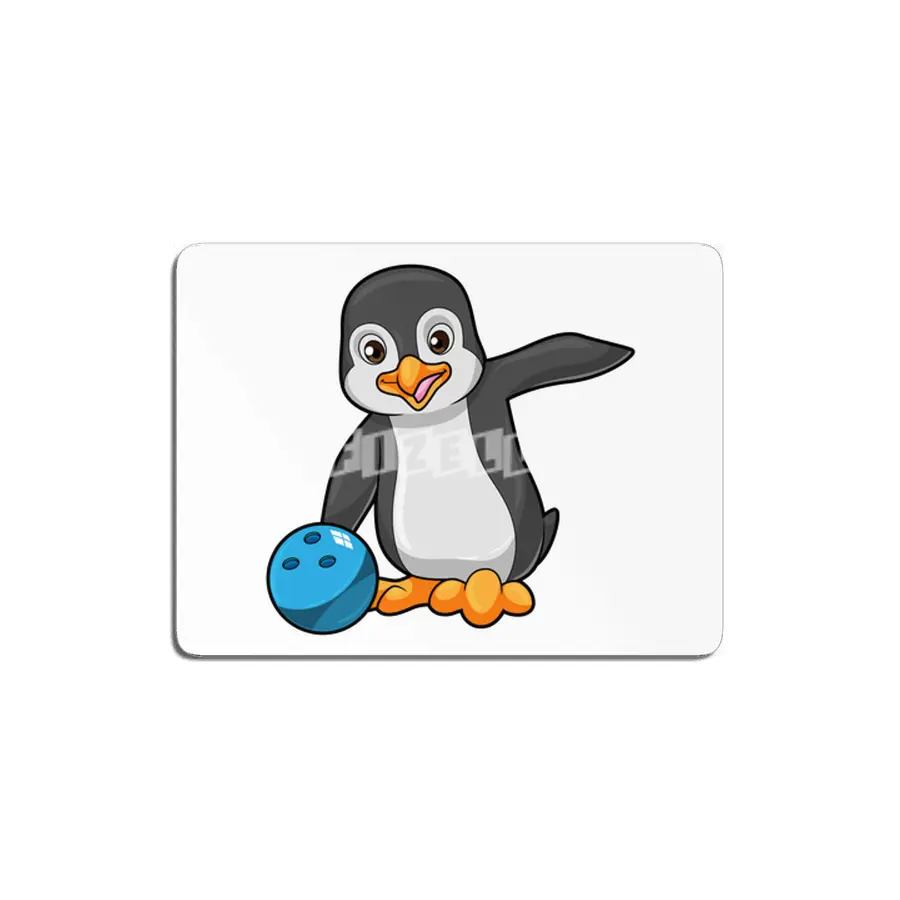 Penguin at Bowling with Bowling ball MDF Tablo