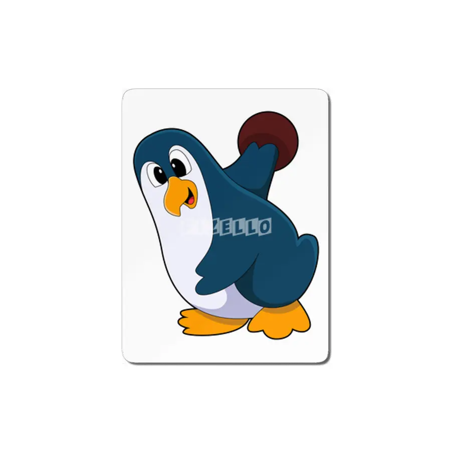 Penguin at Bowling with Bowling ball MDF Tablo