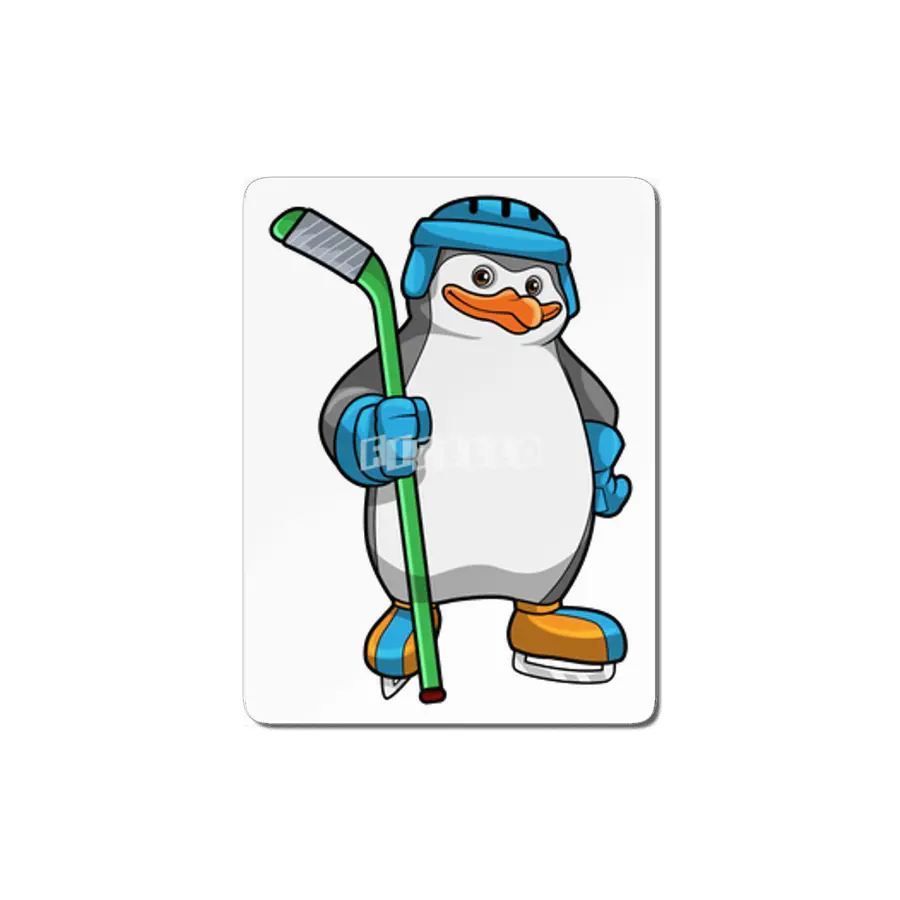Penguin at Ice hockey with Ice hockey stick MDF Tablo