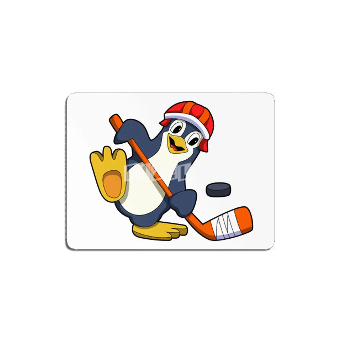 Penguin at Ice hockey with Ice hockey stick & Cap MDF Tablo