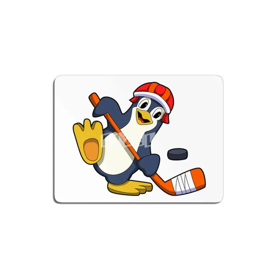 Penguin at Ice hockey with Ice hockey stick & Cap MDF Tablo