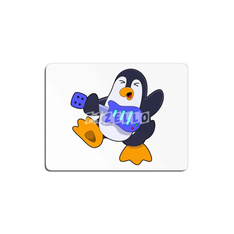 Penguin at Music with Guitar MDF Tablo
