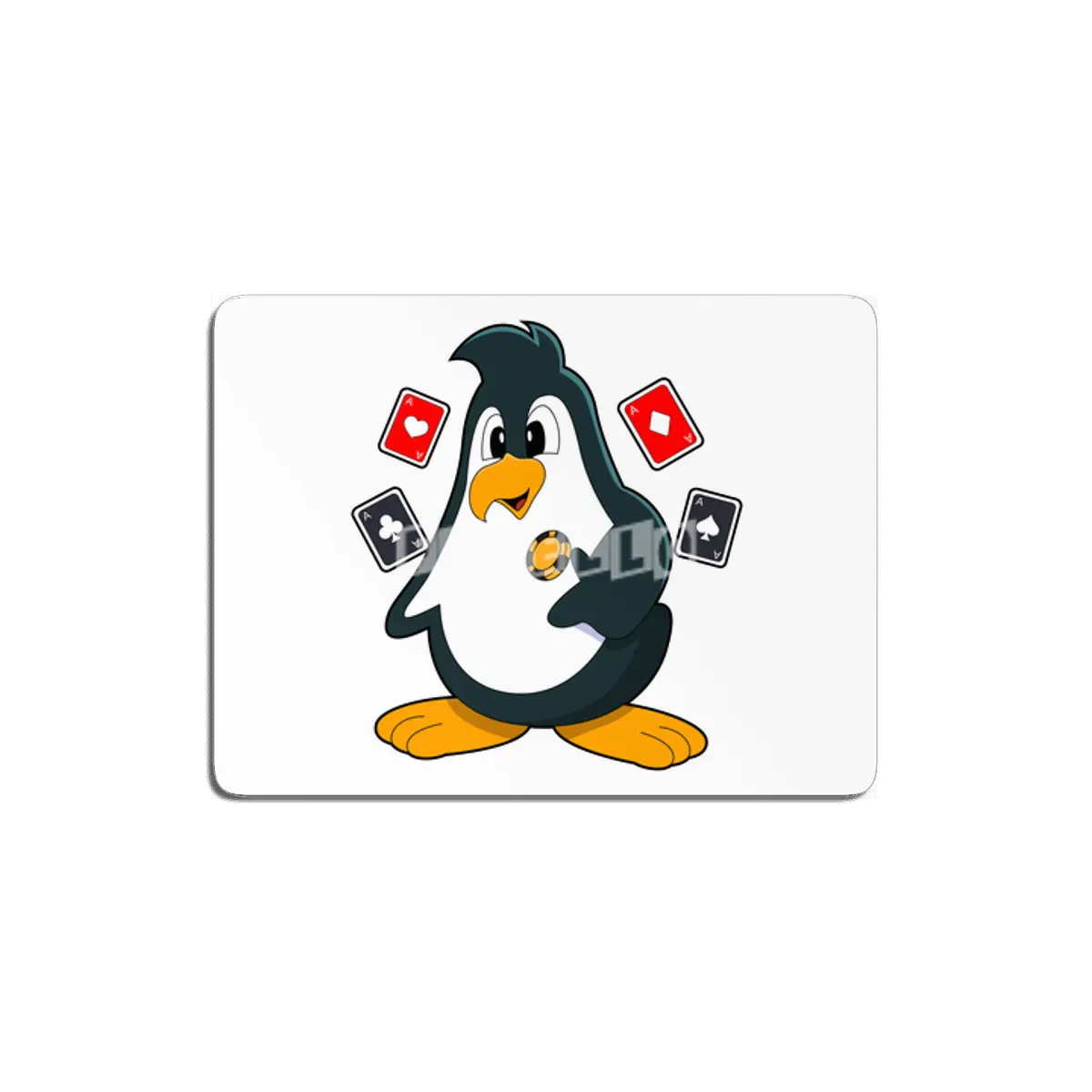 Penguin at Poker with Poker cards MDF Tablo