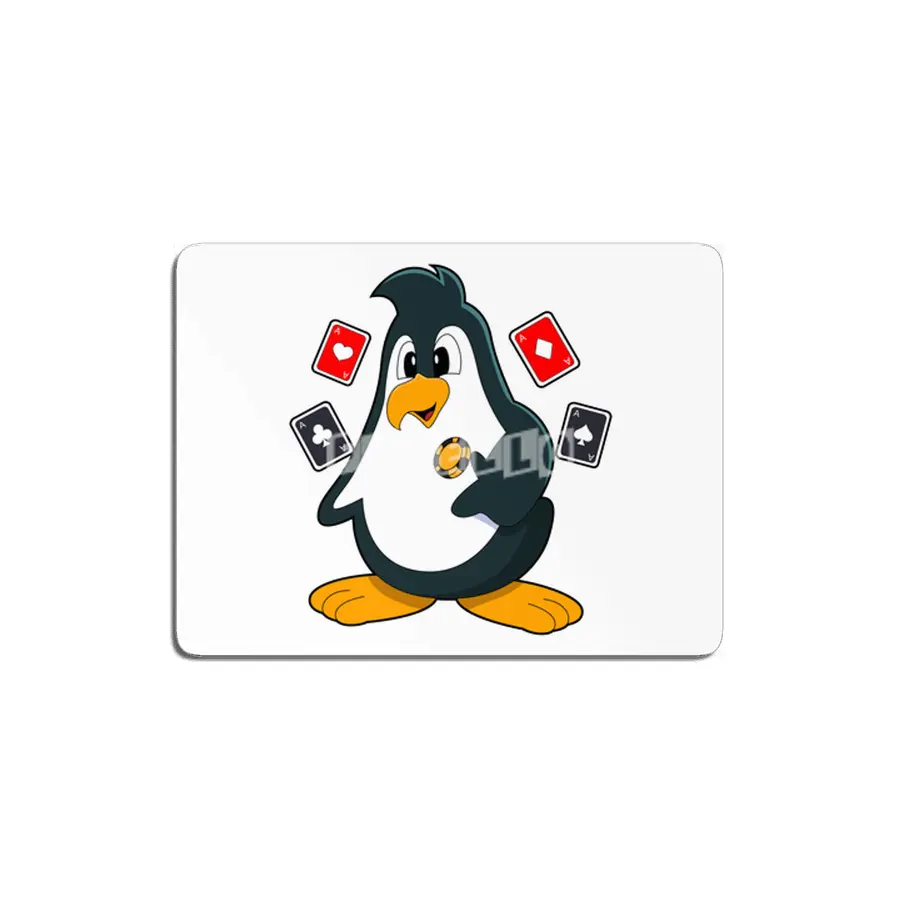 Penguin at Poker with Poker cards MDF Tablo
