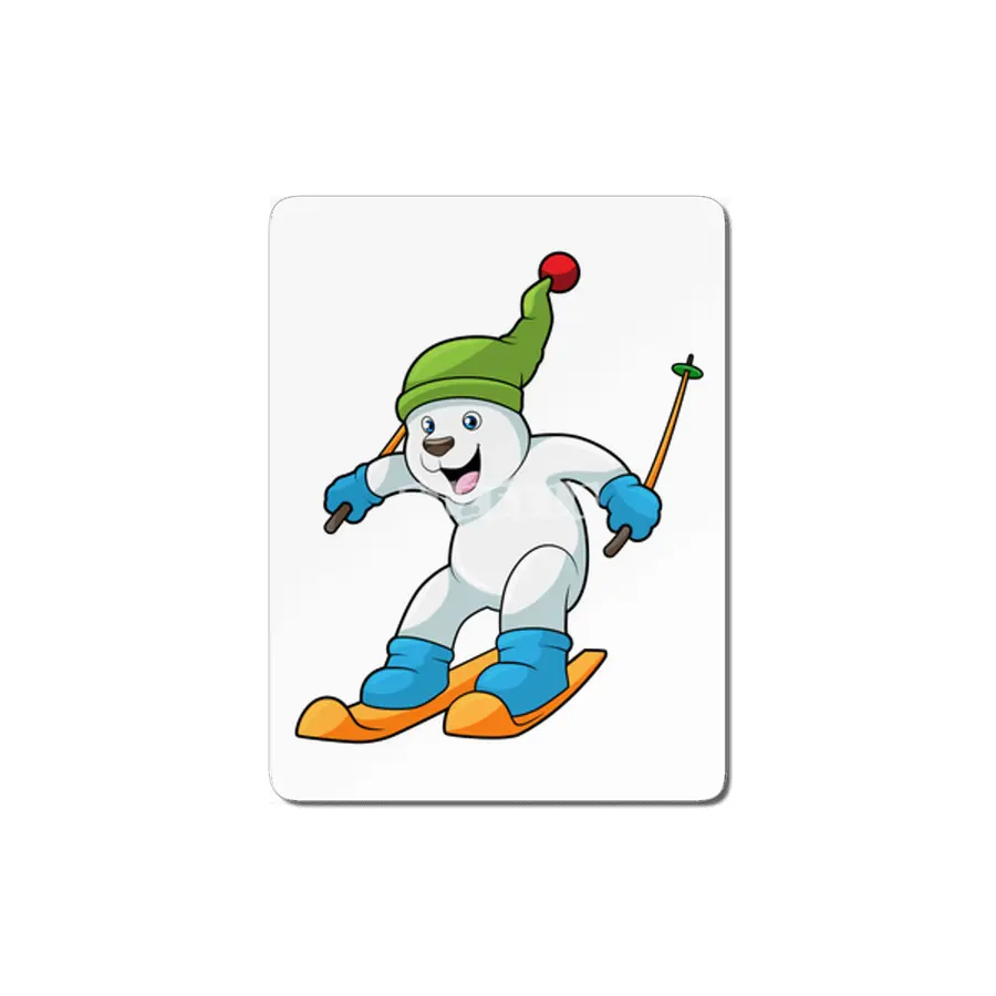 Polar bear as Skier with Ski & Bobble hat MDF Tablo