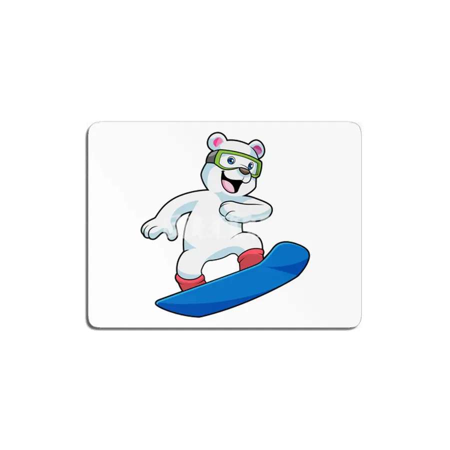 Polar bear as Snowboarder with Snowboard MDF Tablo