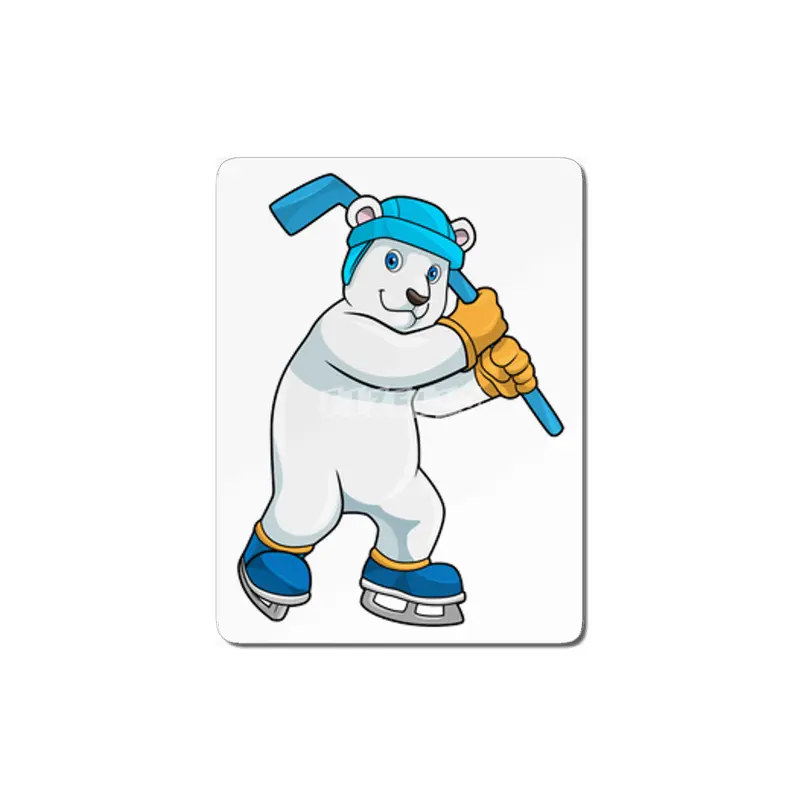 Polar bear at Ice hockey with Ice hockey stick MDF Tablo