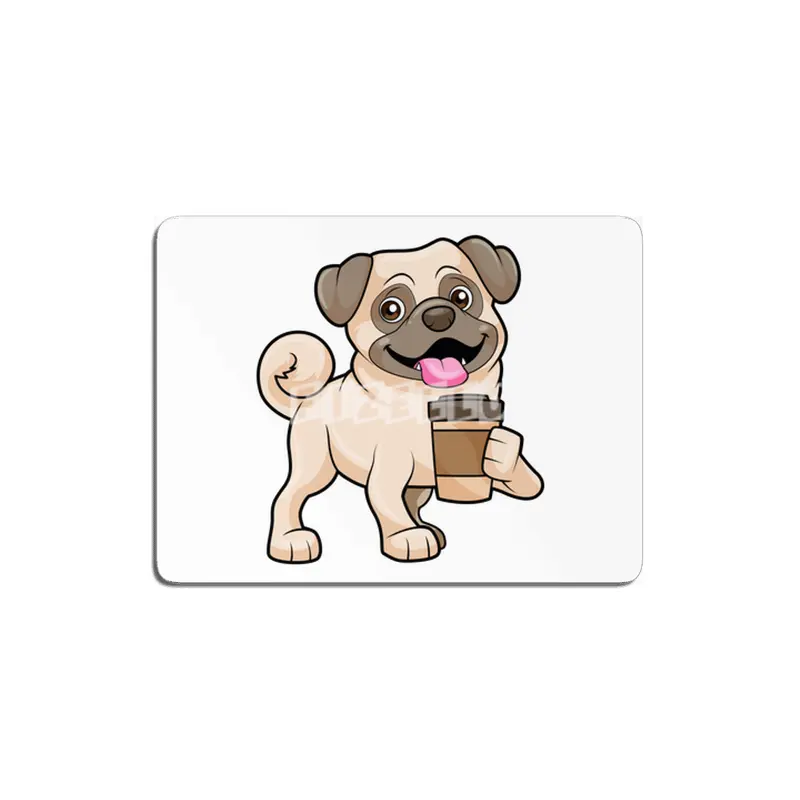 Pug with Coffee to go MDF Tablo