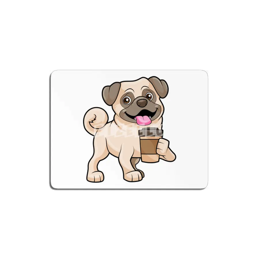 Pug with Coffee to go MDF Tablo