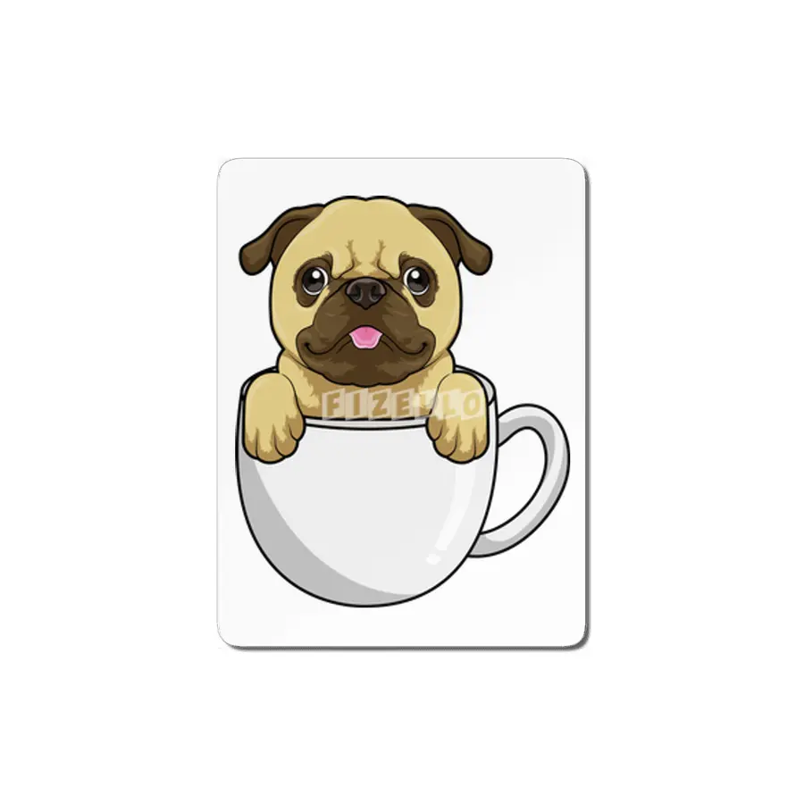Pug with Cup of Coffee MDF Tablo