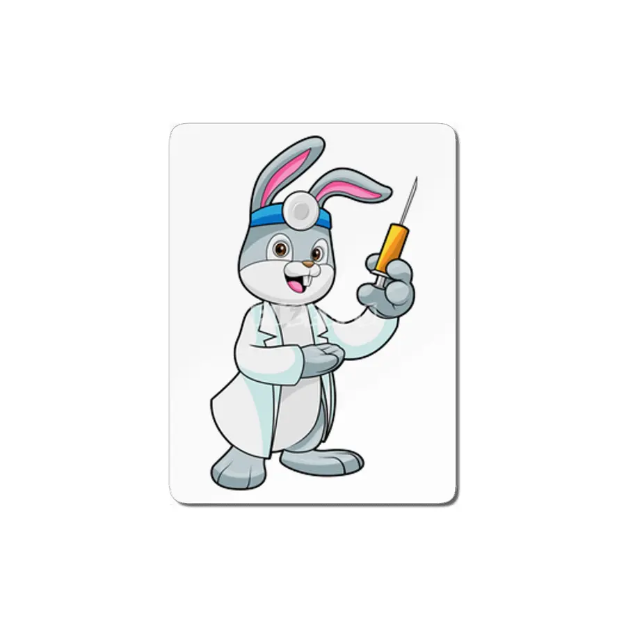 Rabbit as Doctor at Vaccination with Syringe MDF Tablo