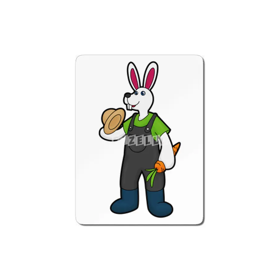 Rabbit as Farmer with Carrot & Hat MDF Tablo