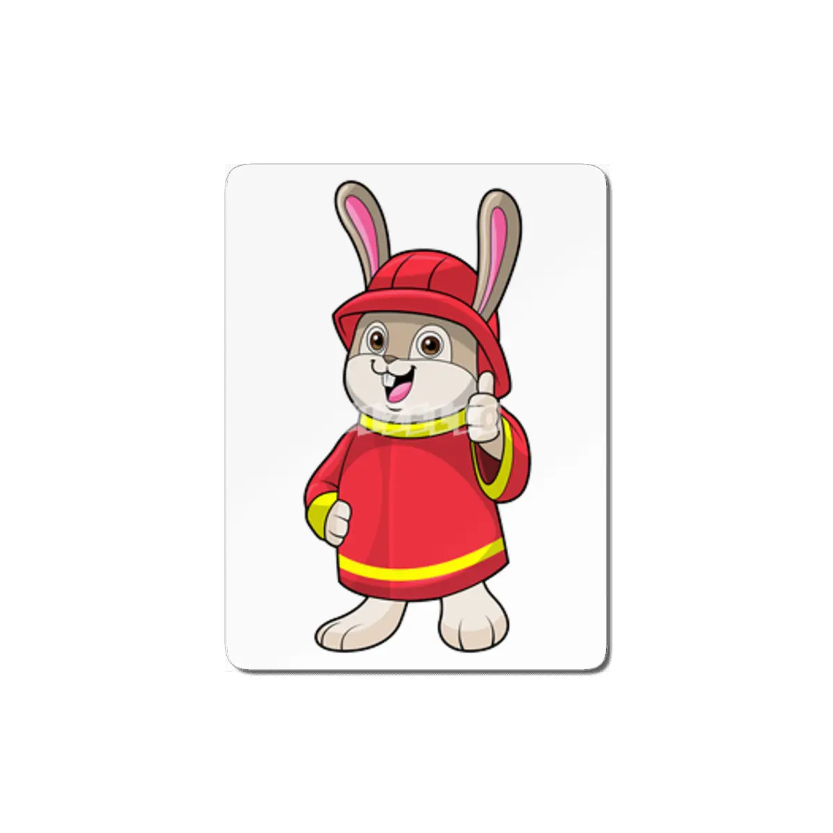 Rabbit as Firefighter with Helmet MDF Tablo