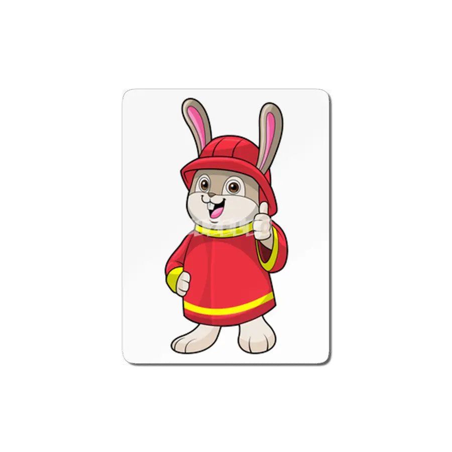 Rabbit as Firefighter with Helmet MDF Tablo