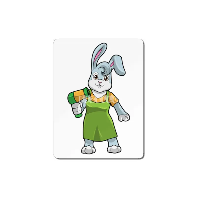 Rabbit as Hairdresser with Hairdryer MDF Tablo