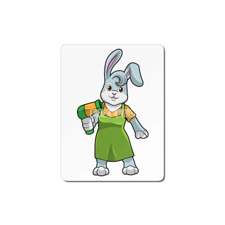 Rabbit as Hairdresser with Hairdryer MDF Tablo