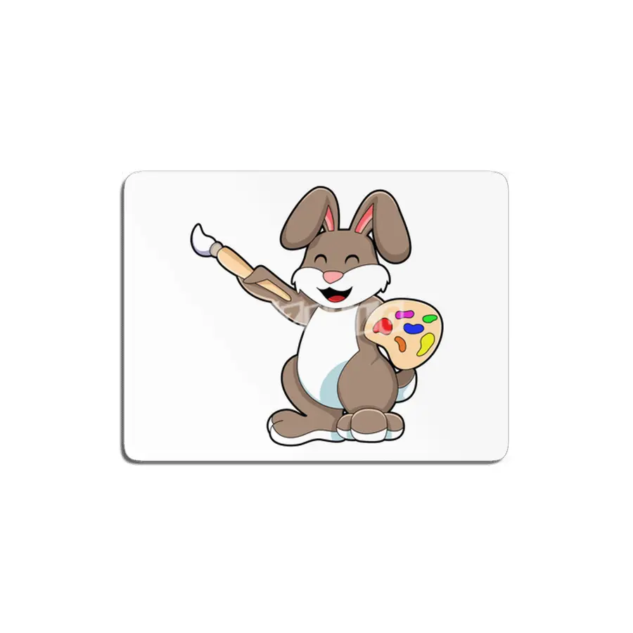 Rabbit as Painter with Brush & Paint MDF Tablo