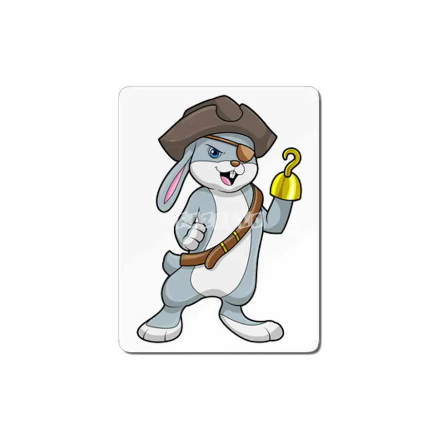 Rabbit as Pirate with Hook hand & Pirate hat MDF Tablo