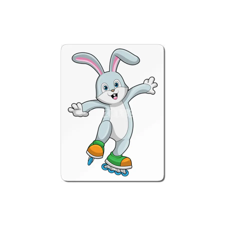 Rabbit as Skater with Inline skates MDF Tablo