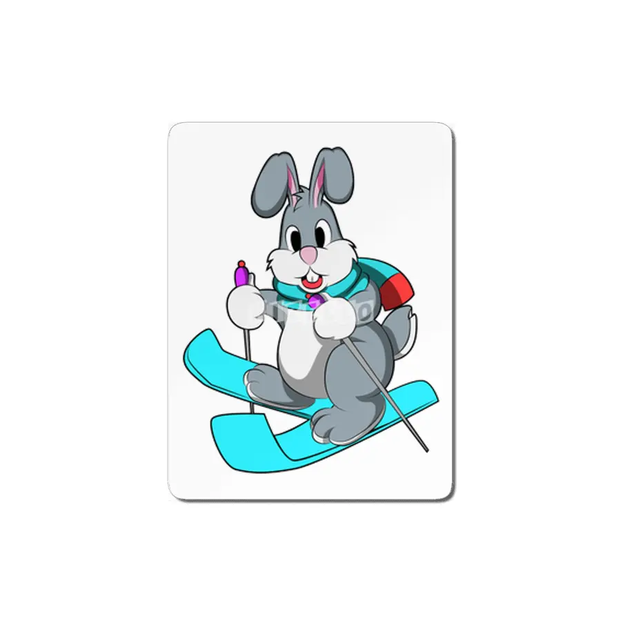 Rabbit as Skier with Skis MDF Tablo