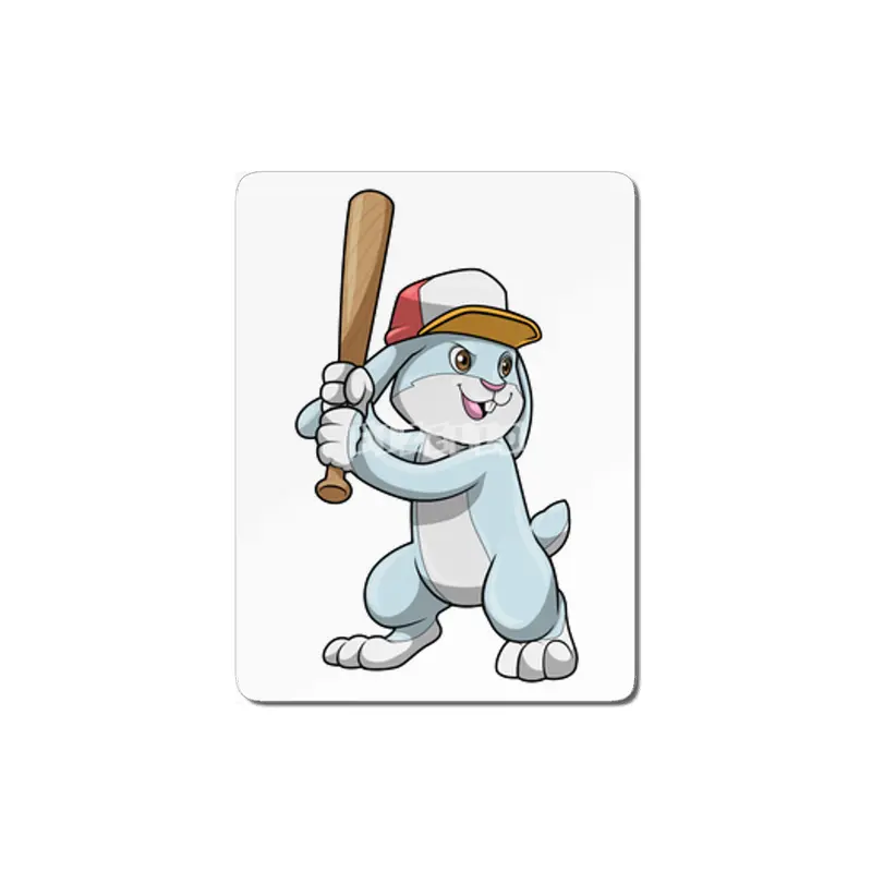 Rabbit at Baseball with Baseball bat MDF Tablo