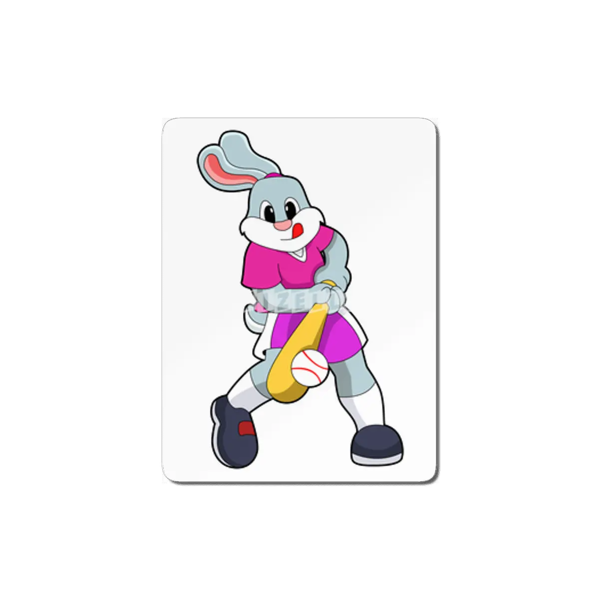 Rabbit at Baseball with Baseball bat MDF Tablo