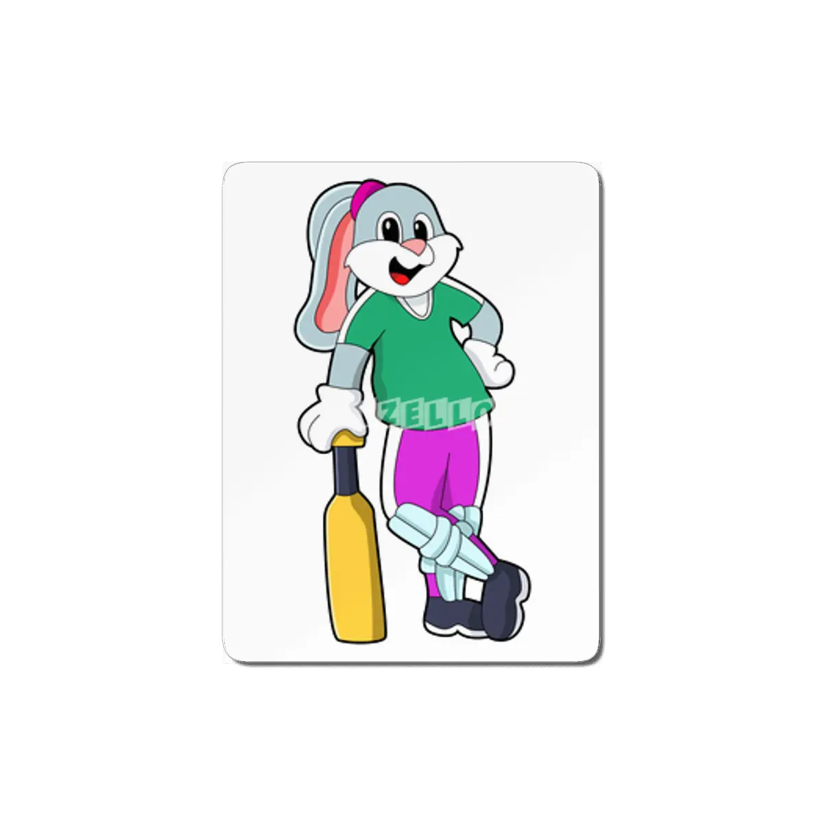 Rabbit at Cricket with Cricket bat MDF Tablo