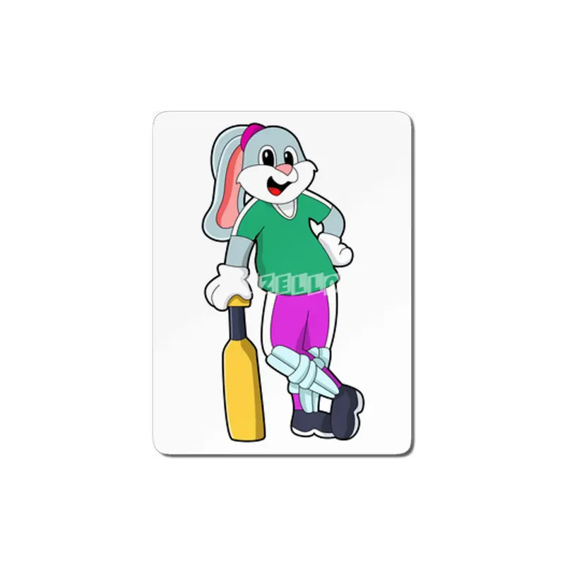 Rabbit at Cricket with Cricket bat MDF Tablo