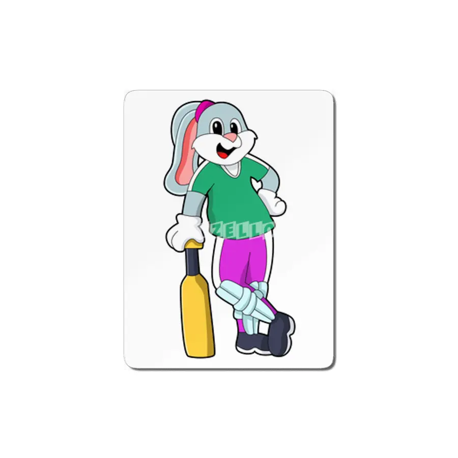 Rabbit at Cricket with Cricket bat MDF Tablo