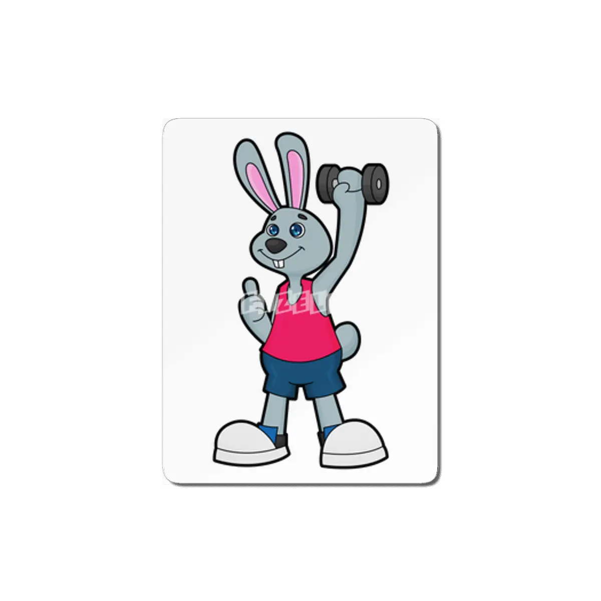 Rabbit at Fitness with Dumbbell MDF Tablo