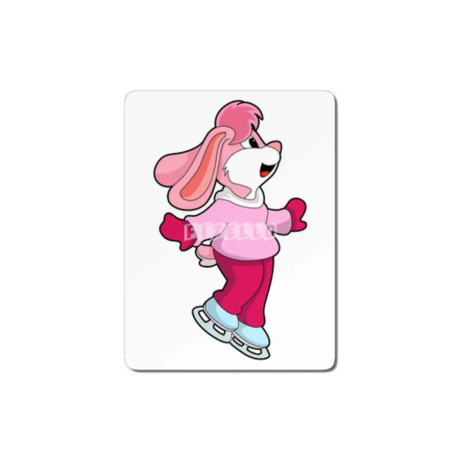 Rabbit at Ice skating with Ice skates MDF Tablo