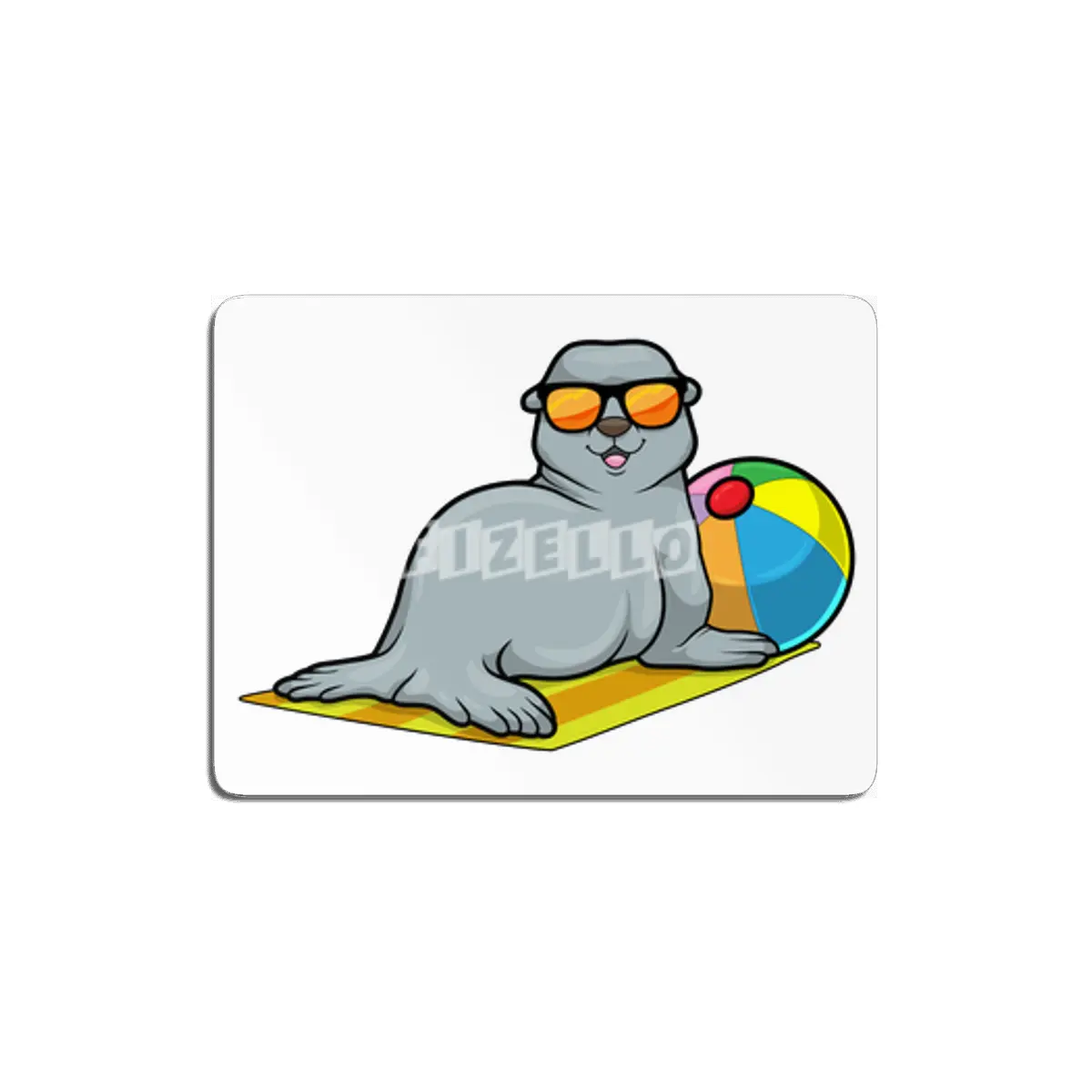 Seal at Sunbathing with Water polo & Sunglasses MDF Tablo