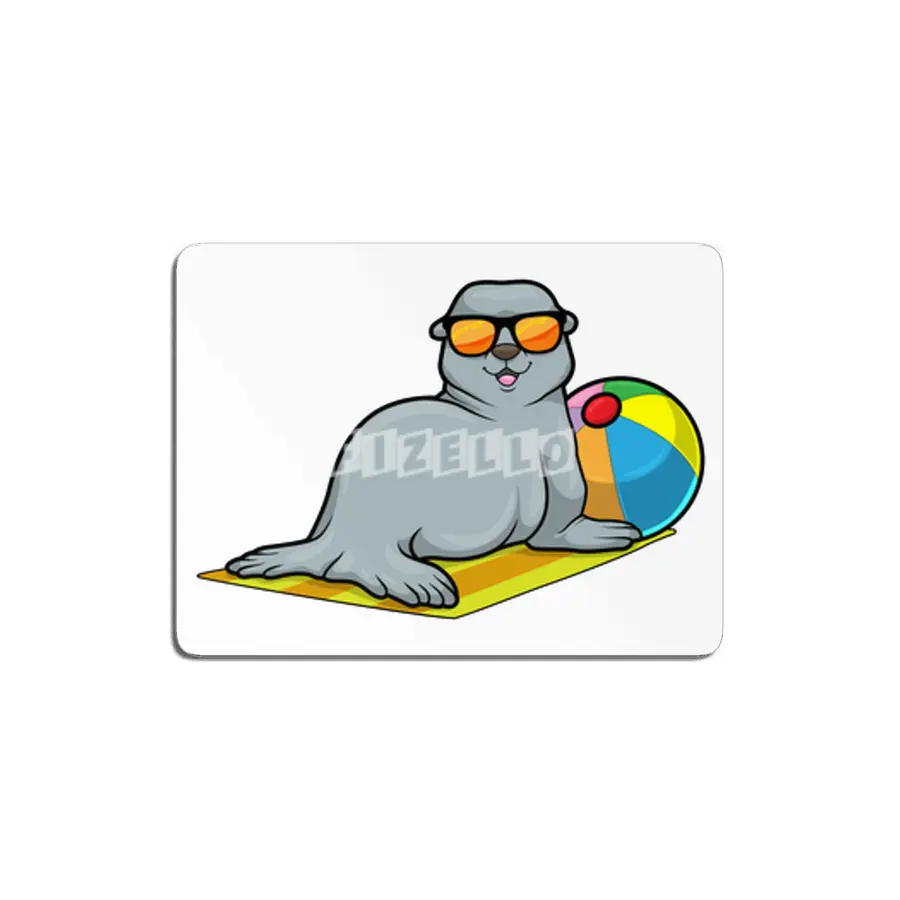 Seal at Sunbathing with Water polo & Sunglasses MDF Tablo