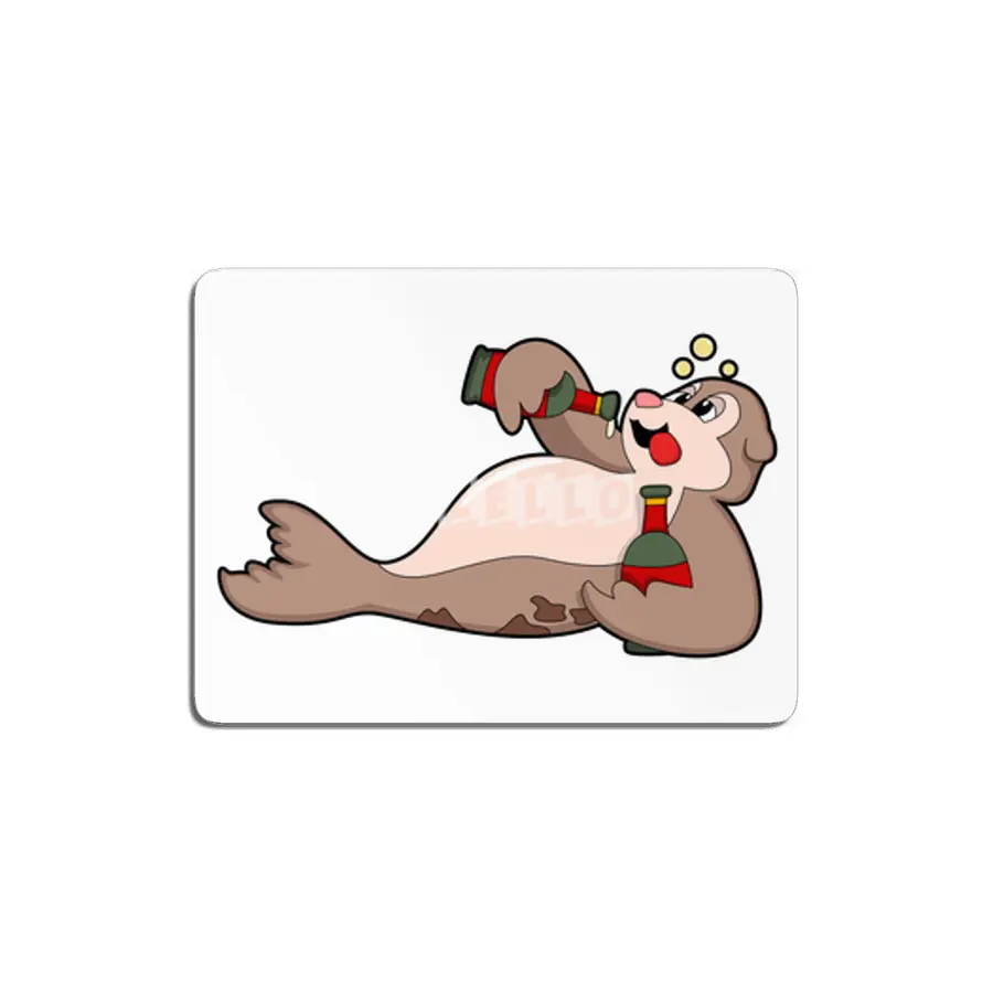 Seal with Bottle of Beer MDF Tablo