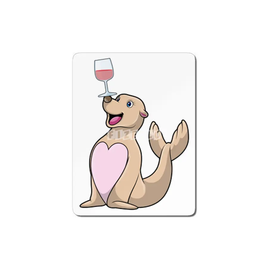 Seal with Glass of Red wine MDF Tablo
