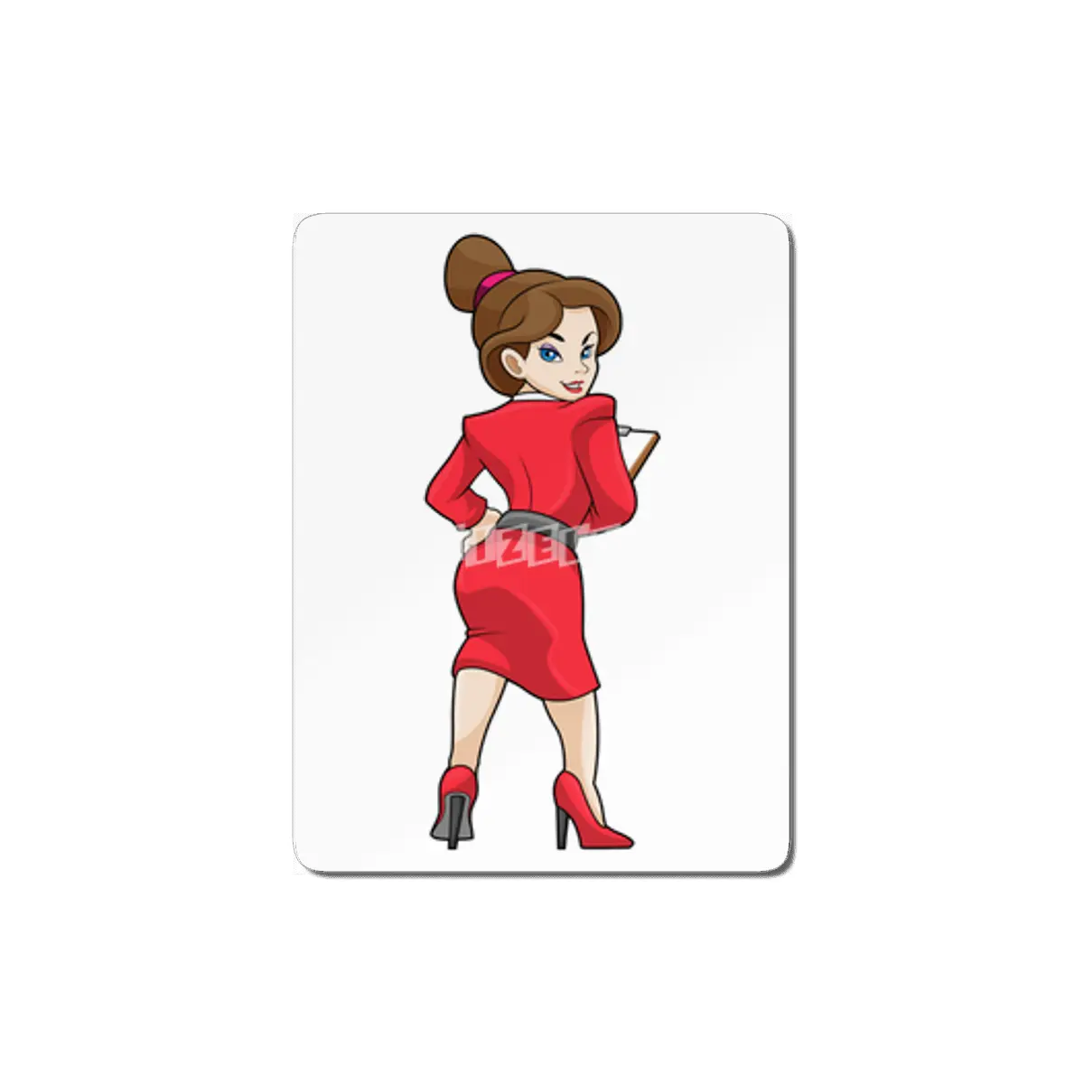 Secretary in Dress with High Heels MDF Tablo
