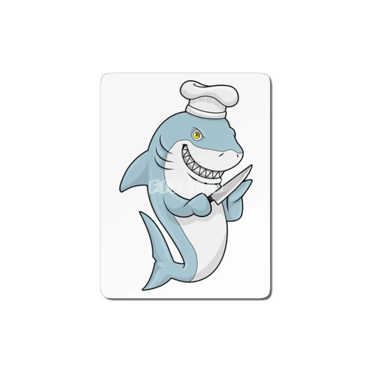 Shark as Cook with Knife MDF Tablo