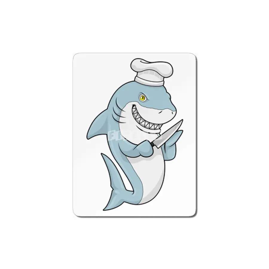 Shark as Cook with Knife MDF Tablo