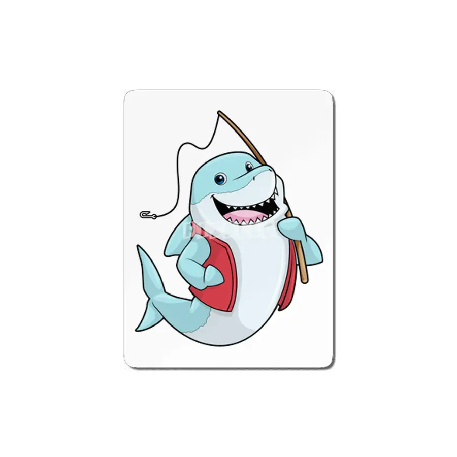 Shark at Fishing with Fishing rod MDF Tablo