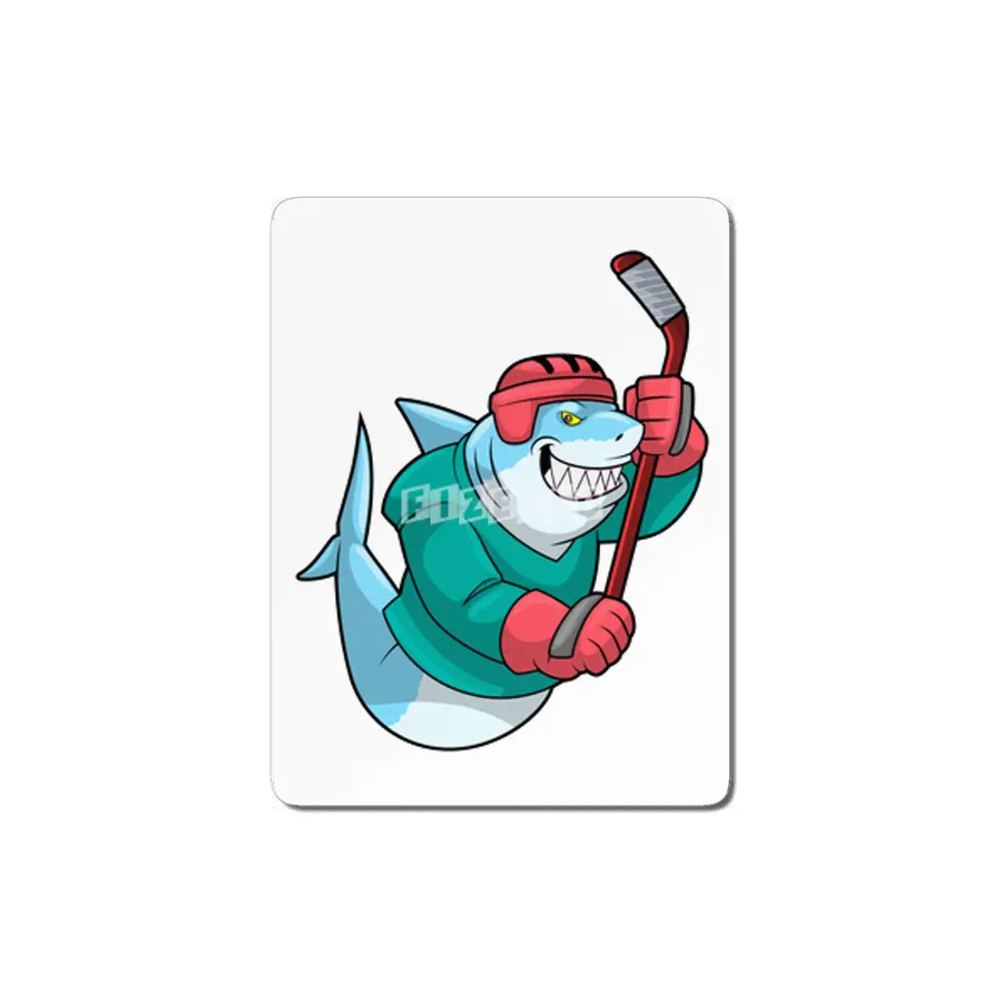 Shark at Ice hockey with Ice hockey stick & Helmet MDF Tablo