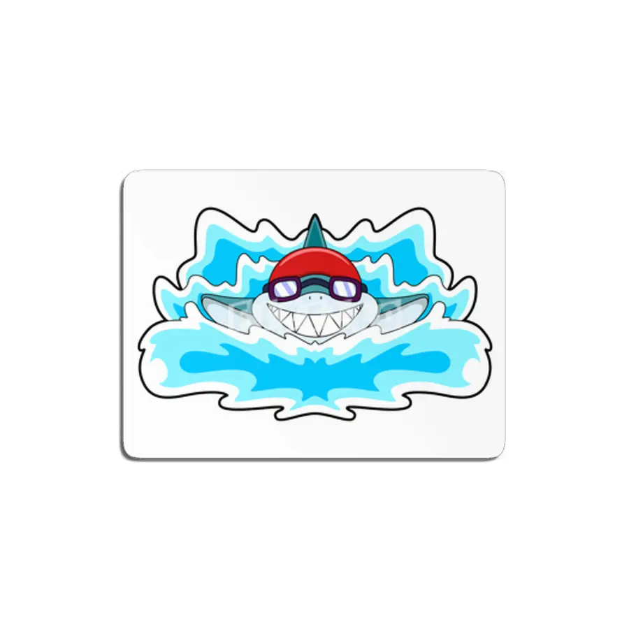 Shark at Swimming with Swimming goggles MDF Tablo