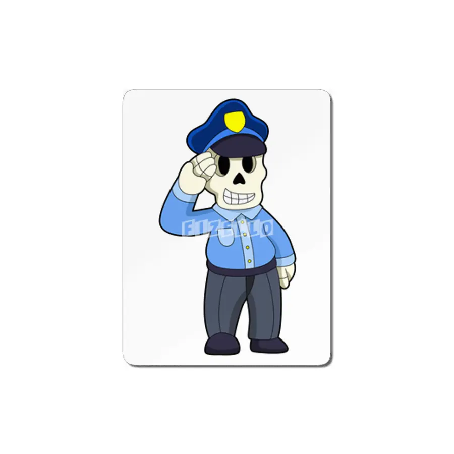 Skeleton as Police officer with Police hat MDF Tablo