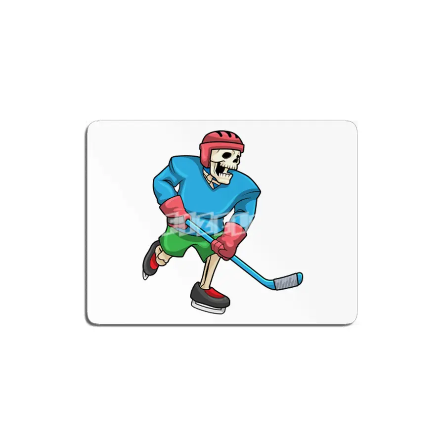 Skeleton at Ice hockey with Ice hockey stick MDF Tablo