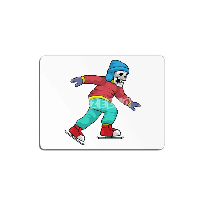 Skeleton at Ice skating with Ice skates MDF Tablo