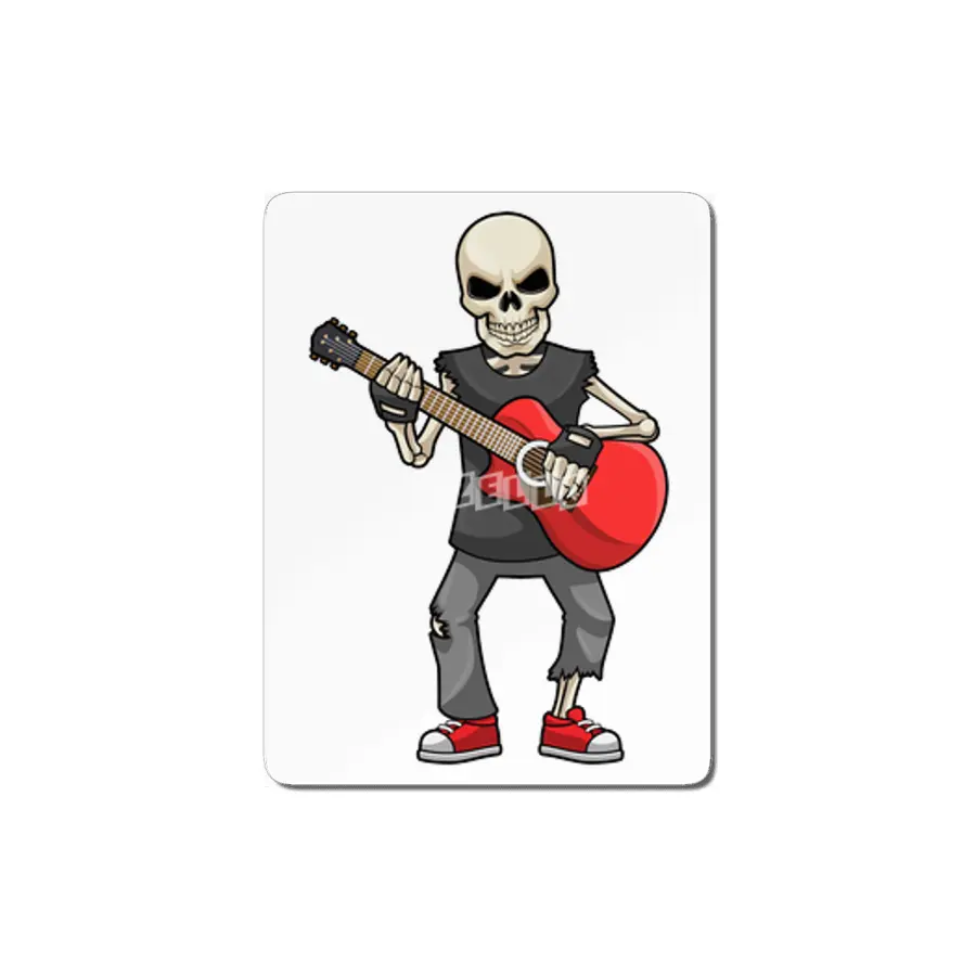Skeleton at Music with Guitar MDF Tablo