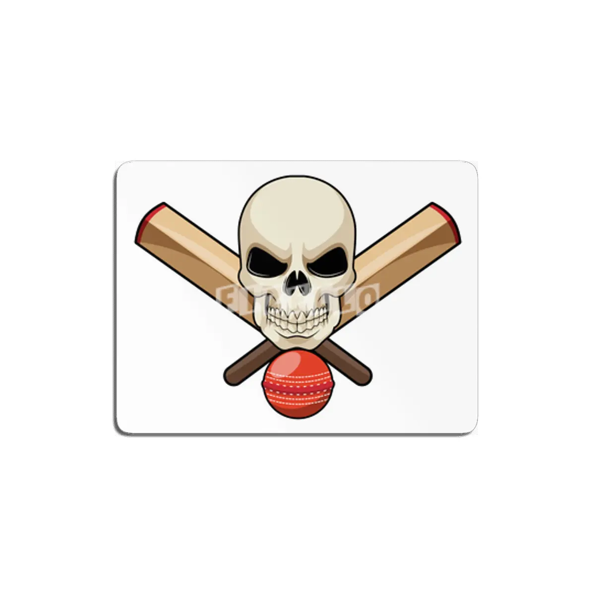 Skull at Cricket with Cricket bat MDF Tablo