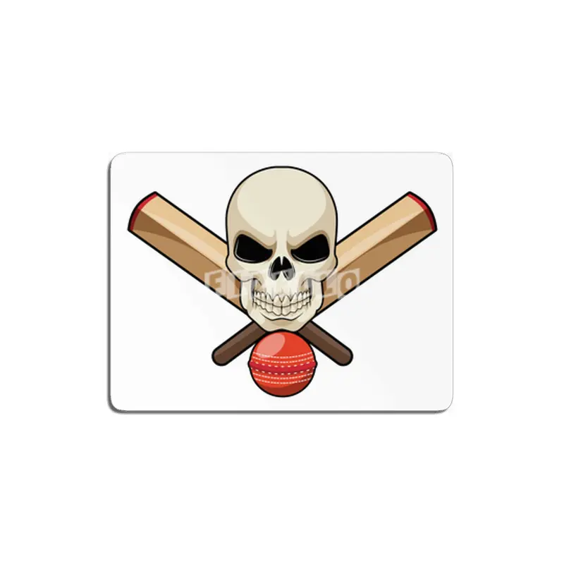 Skull at Cricket with Cricket bat MDF Tablo